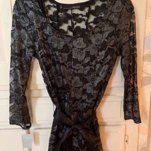 CHETTA B BLACK LACY TOP